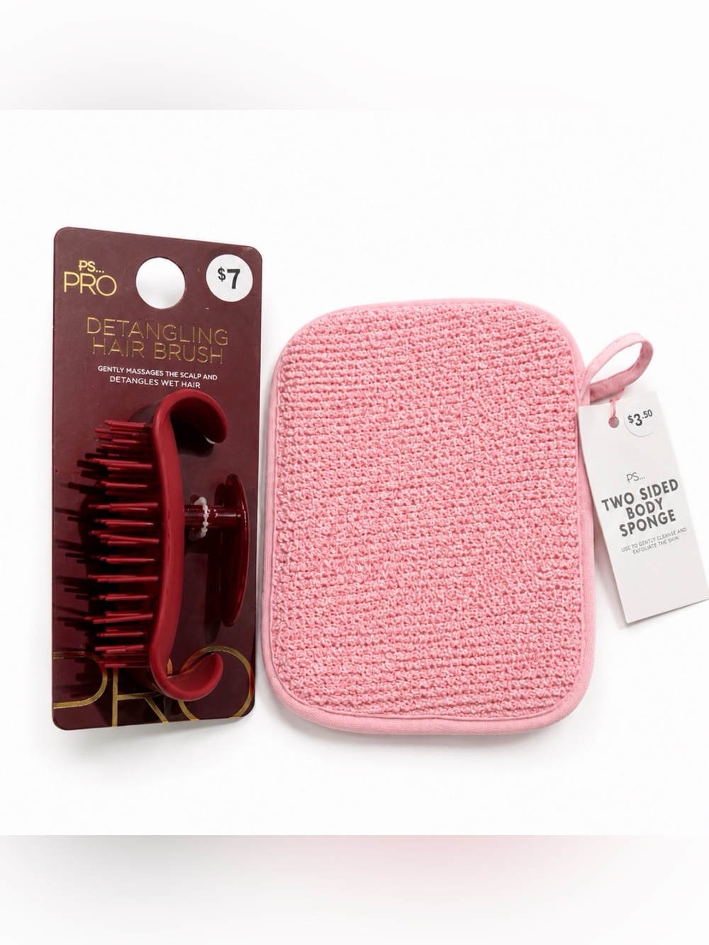Detangling hair brush and 2 sided sponge